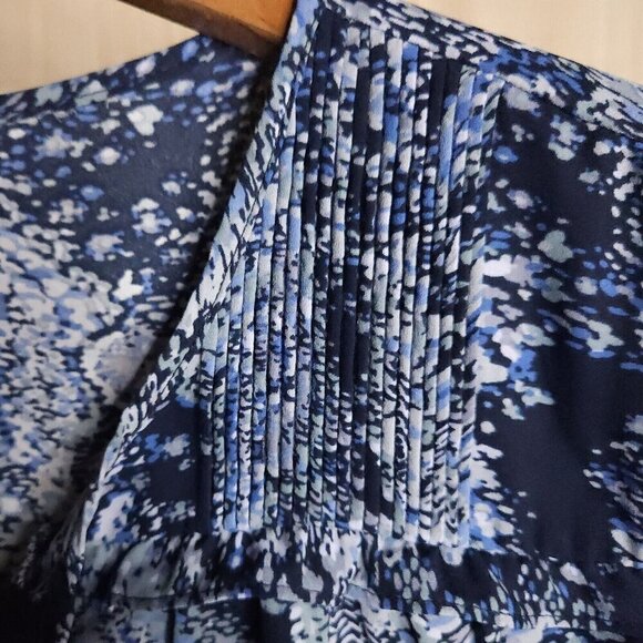 Joie Light And Dark Blue Watercolor Silky Blouse Large - Picture 4 of 8